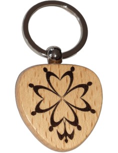 Porte-clés bois croix huguenote