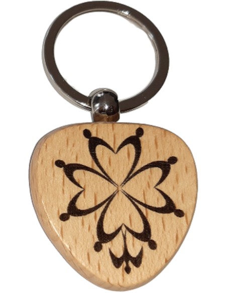 Porte-clés bois croix huguenote
